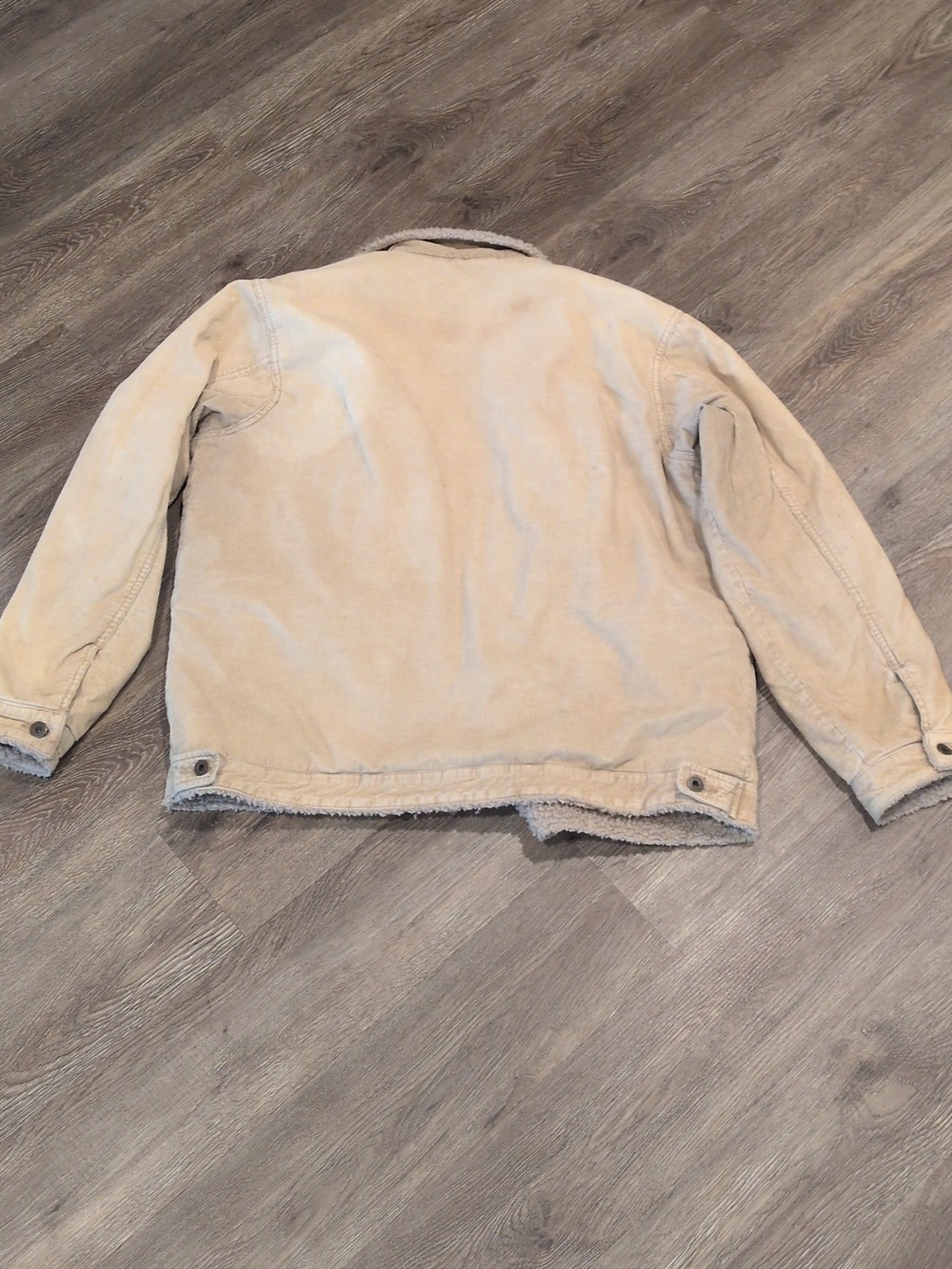 Vintage Y2K Worn Urban Pipeline Up Khaki Tan Corduroy Sherpa Men's Medium Coat - Picture 5 of 10